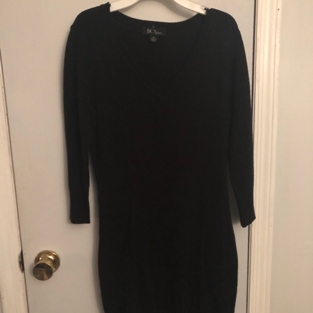 Black vneck sweater dress